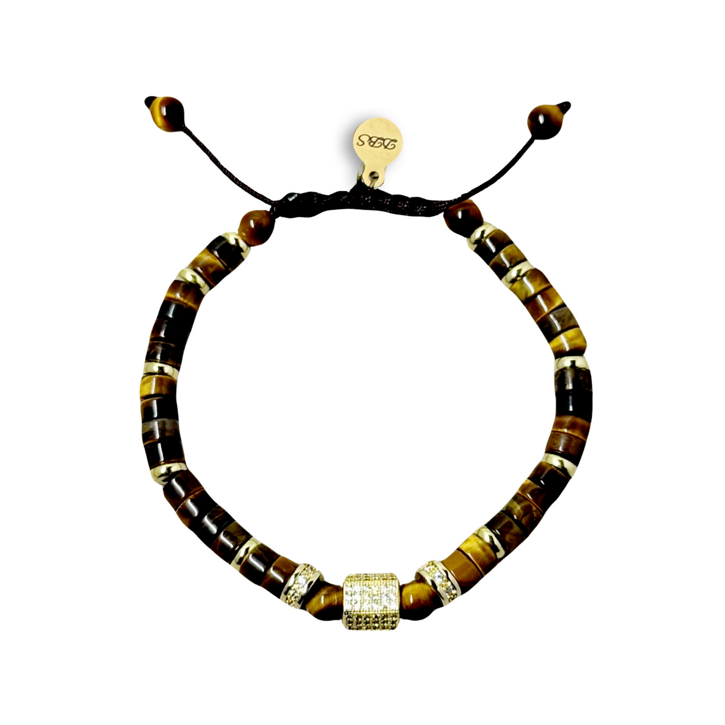 Tiger Eye Heishi Pavé Shamballa Bracelet