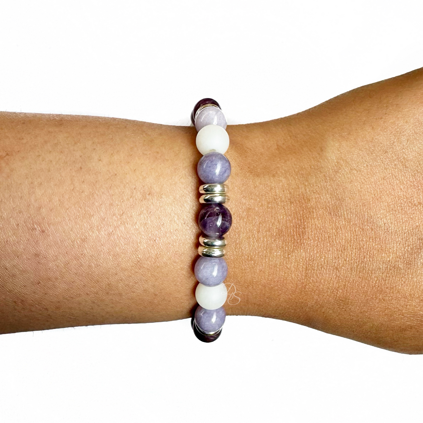 Amethyst And Lavender Chalcedony Gemstone Bracelet