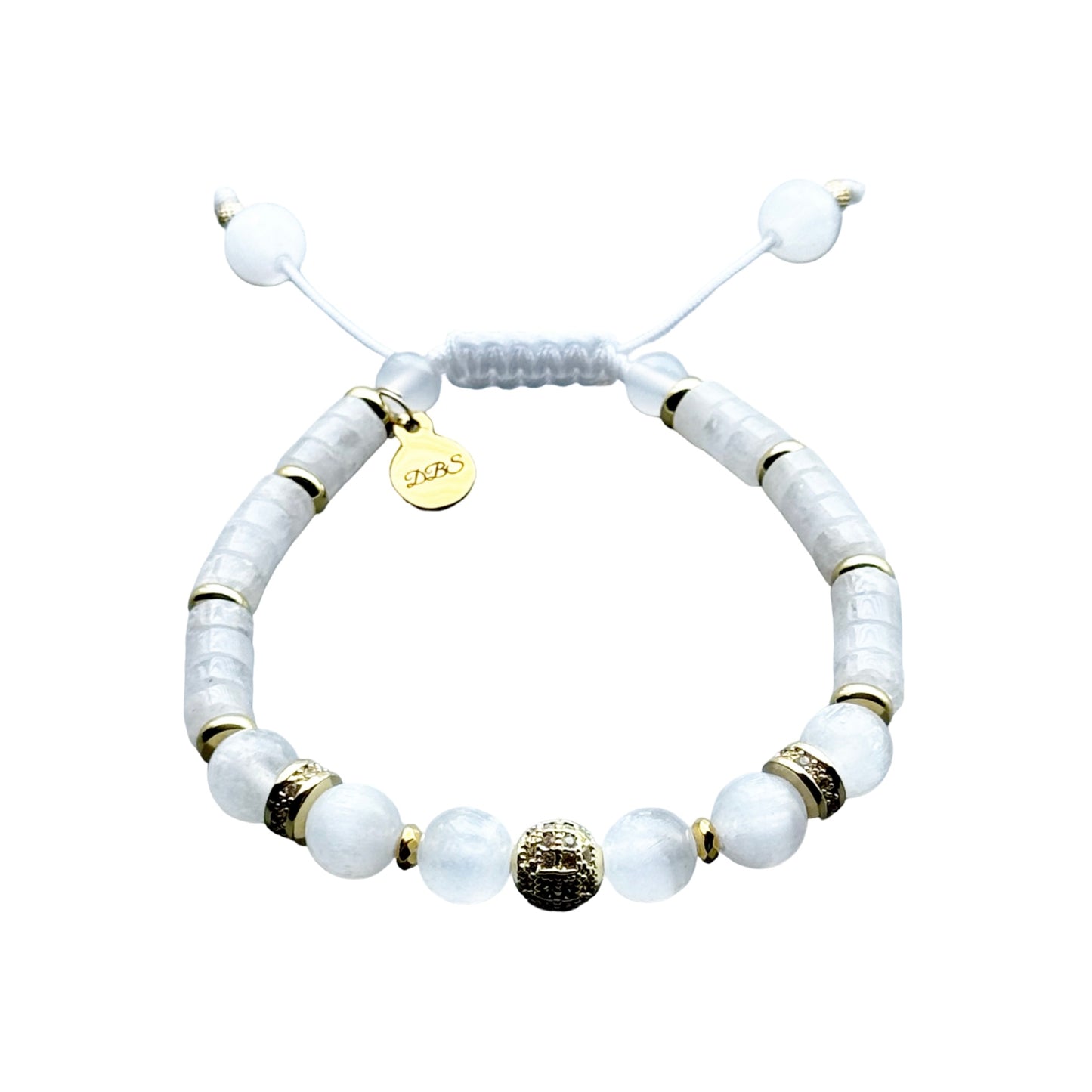 Selenite Heishi Shamballa Bracelet
