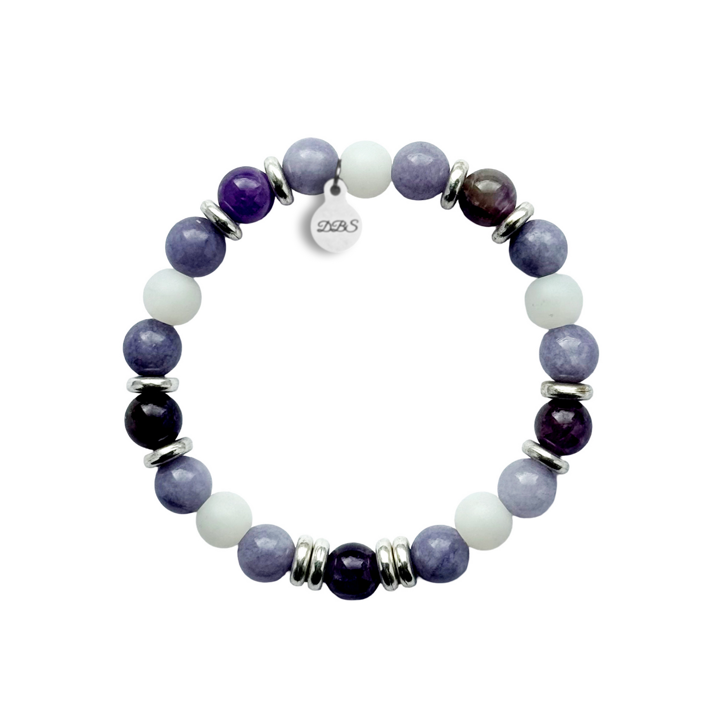 Amethyst And Lavender Chalcedony Gemstone Bracelet