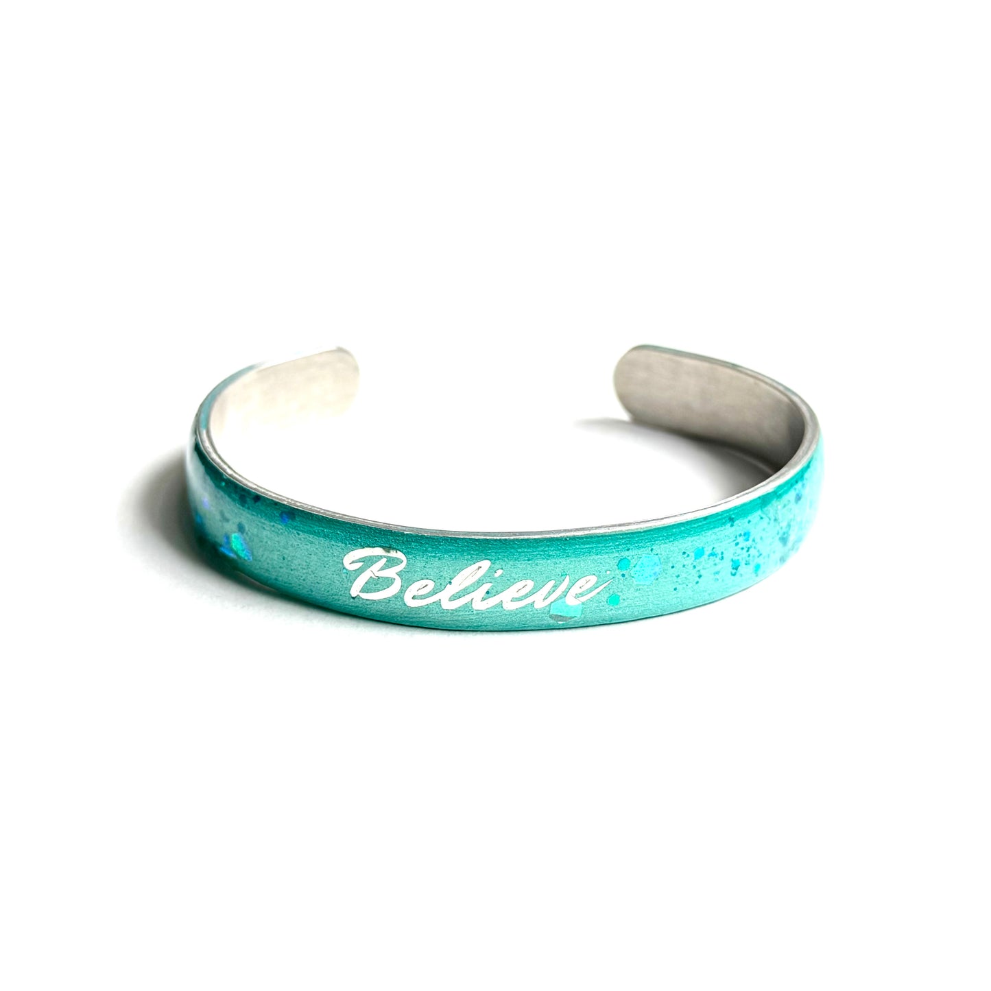 Believe Skinny Cuff Bracelet (Turquoise)