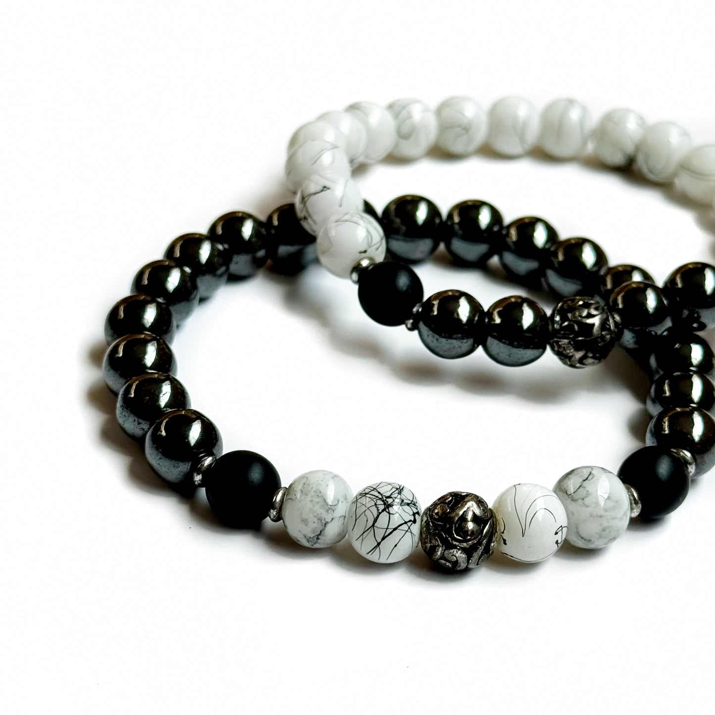 Splatter Quartz Gemstone Bracelet Set