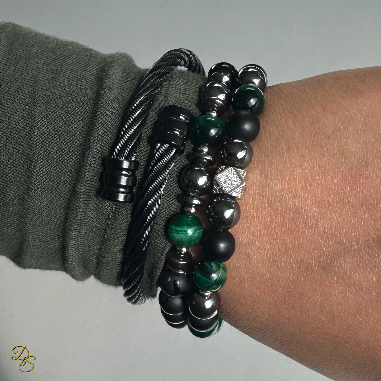 Showstopper Shamballa Bracelet (Green Tiger Eye)