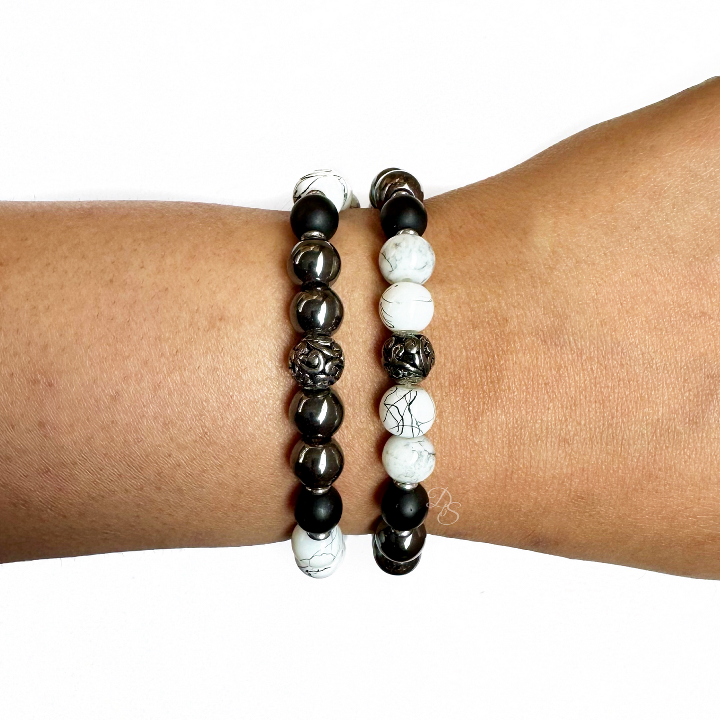 Splatter Quartz Gemstone Bracelet Set