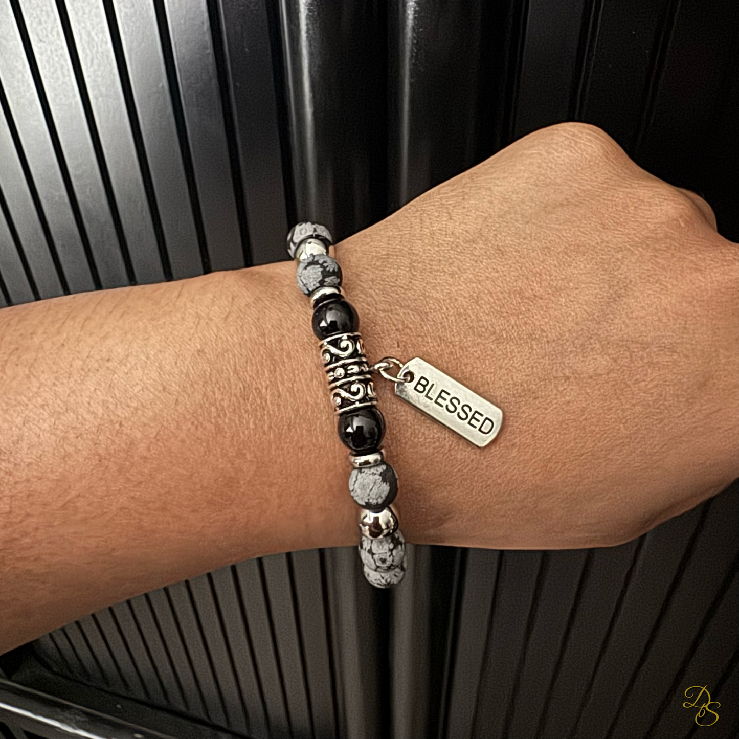 Blessed Obsidian Gemstone Charm Bracelet