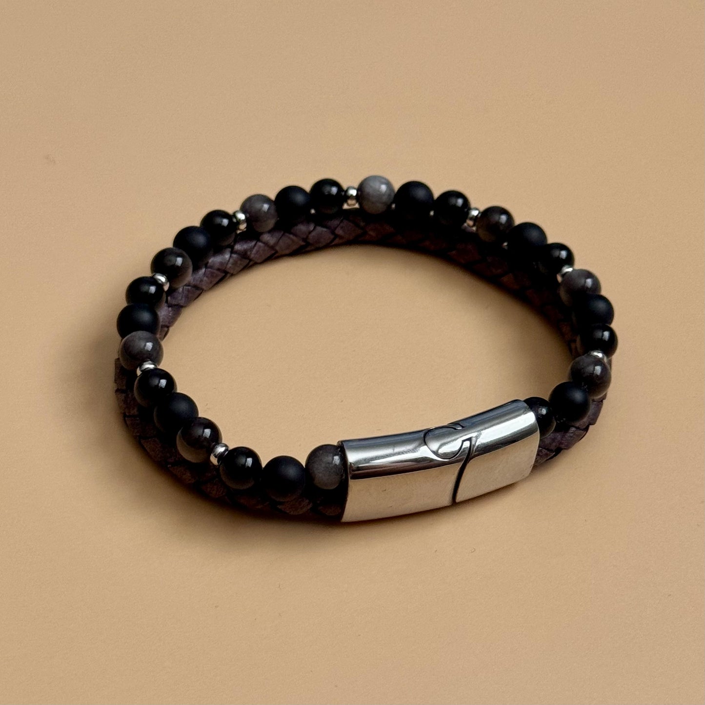 Dual Leather Smoked Bracelet
