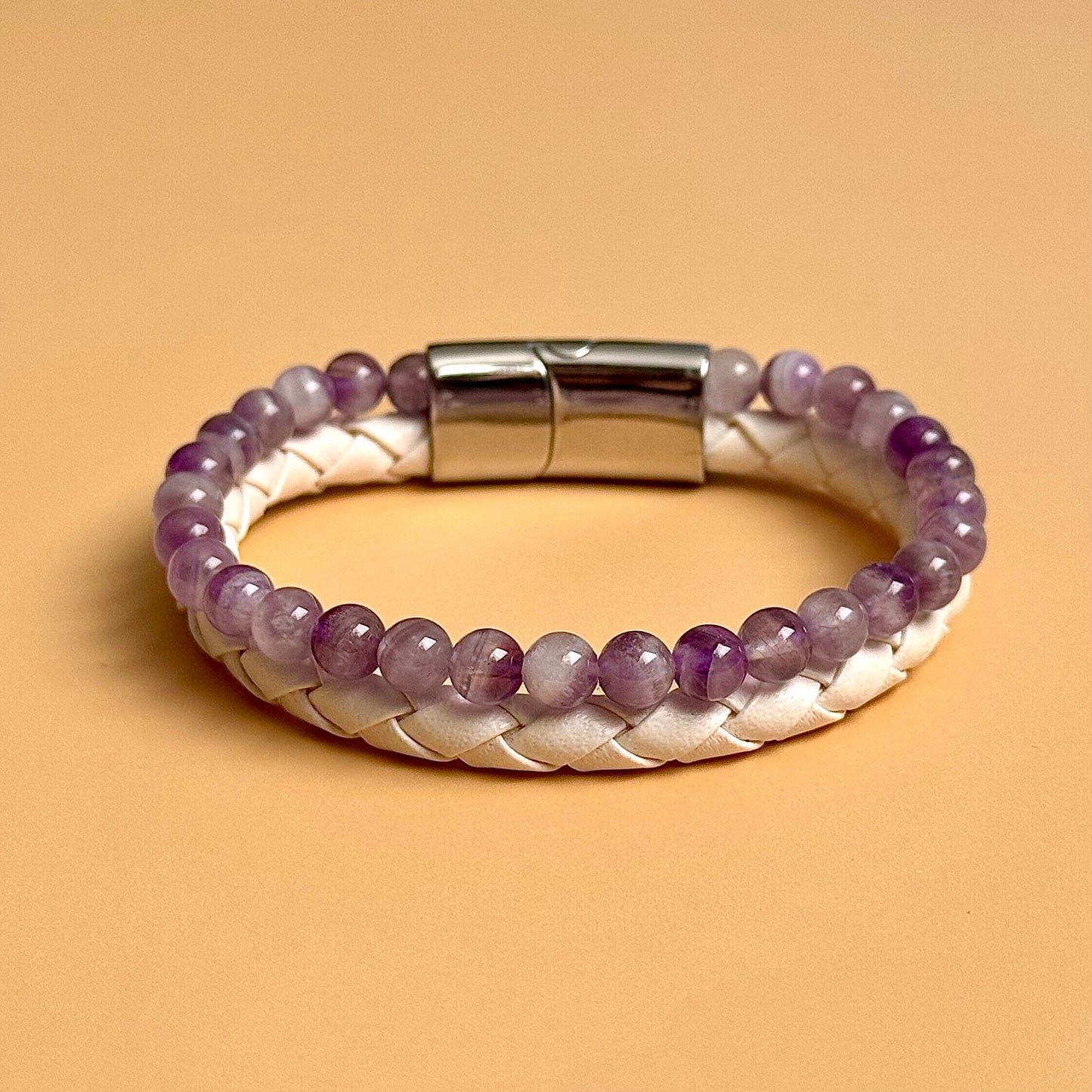 Dual Leather Amethyst Bracelet