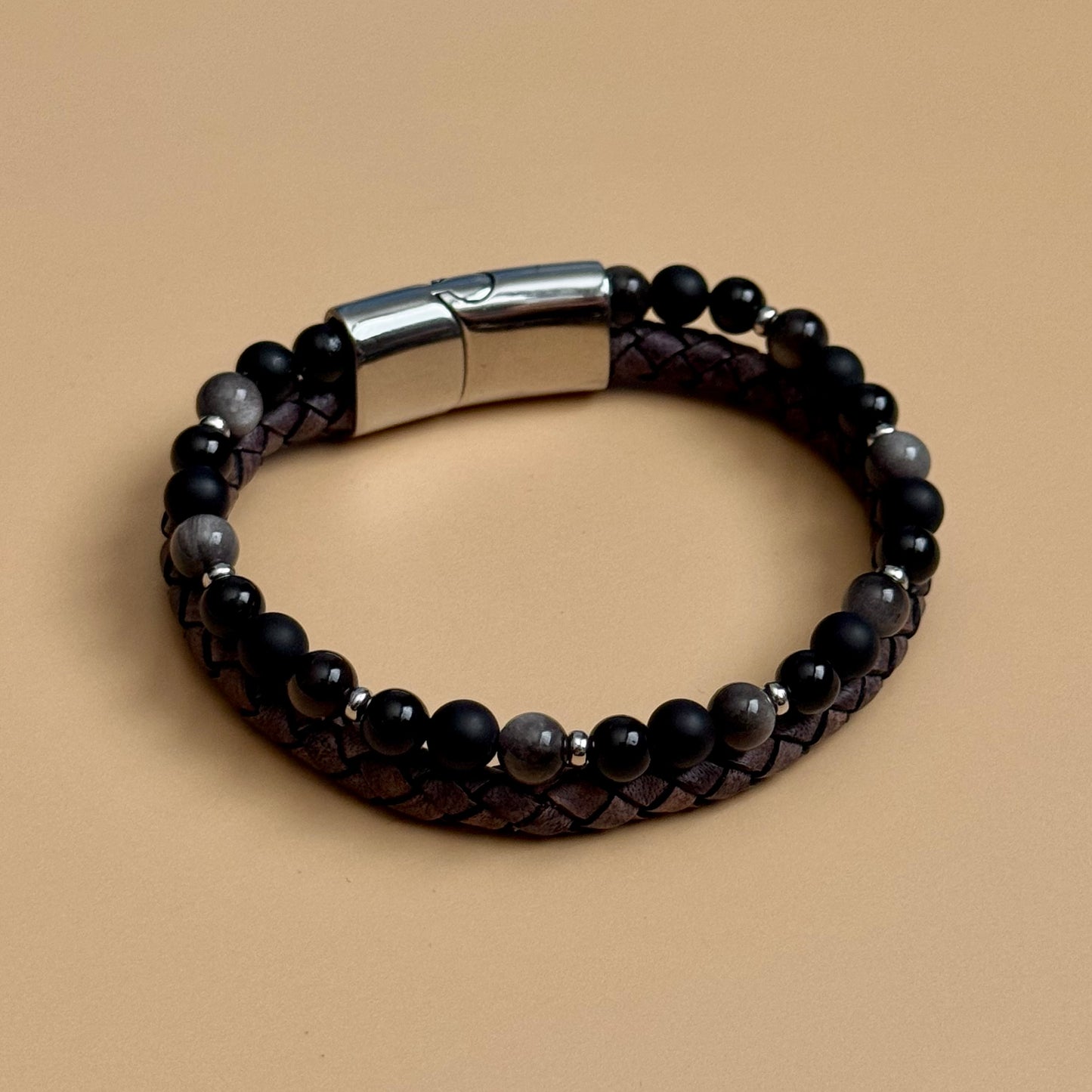 Dual Leather Smoked Bracelet