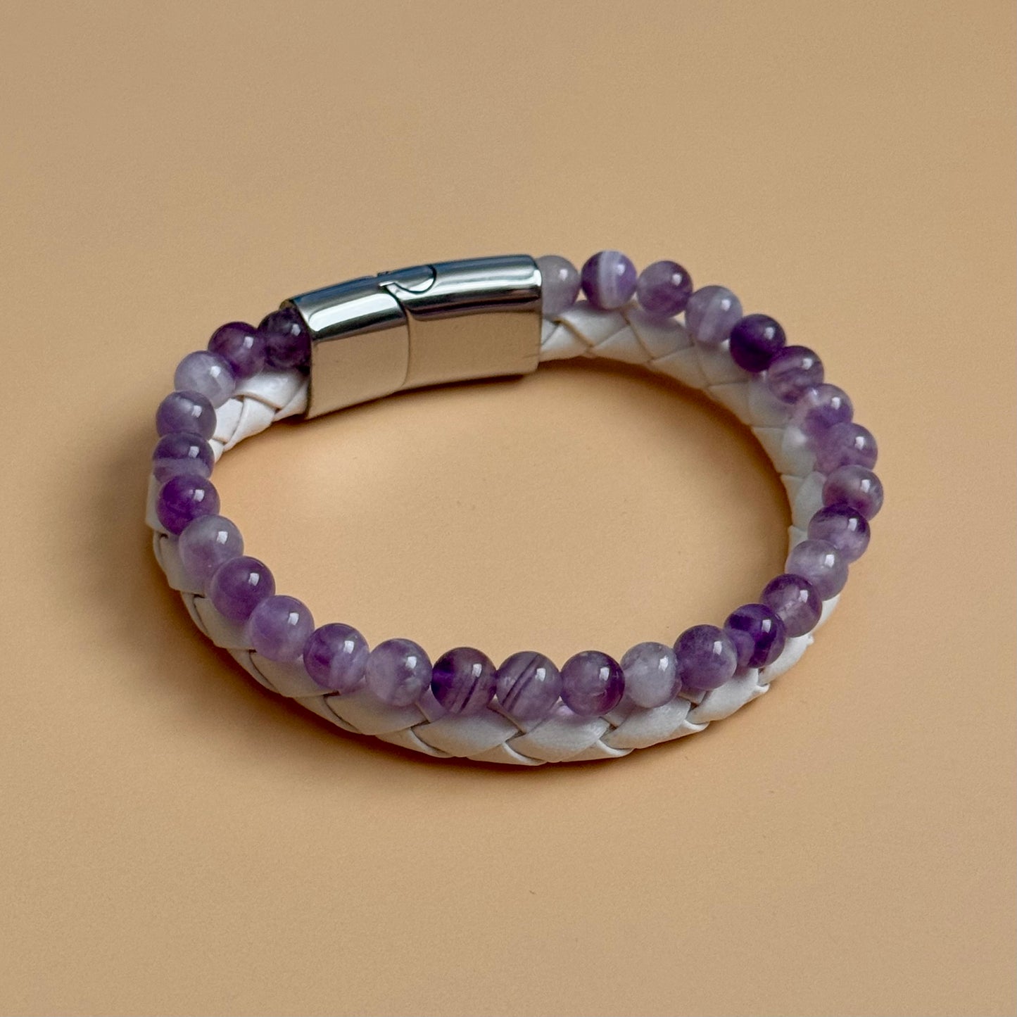 Dual Leather Amethyst Bracelet