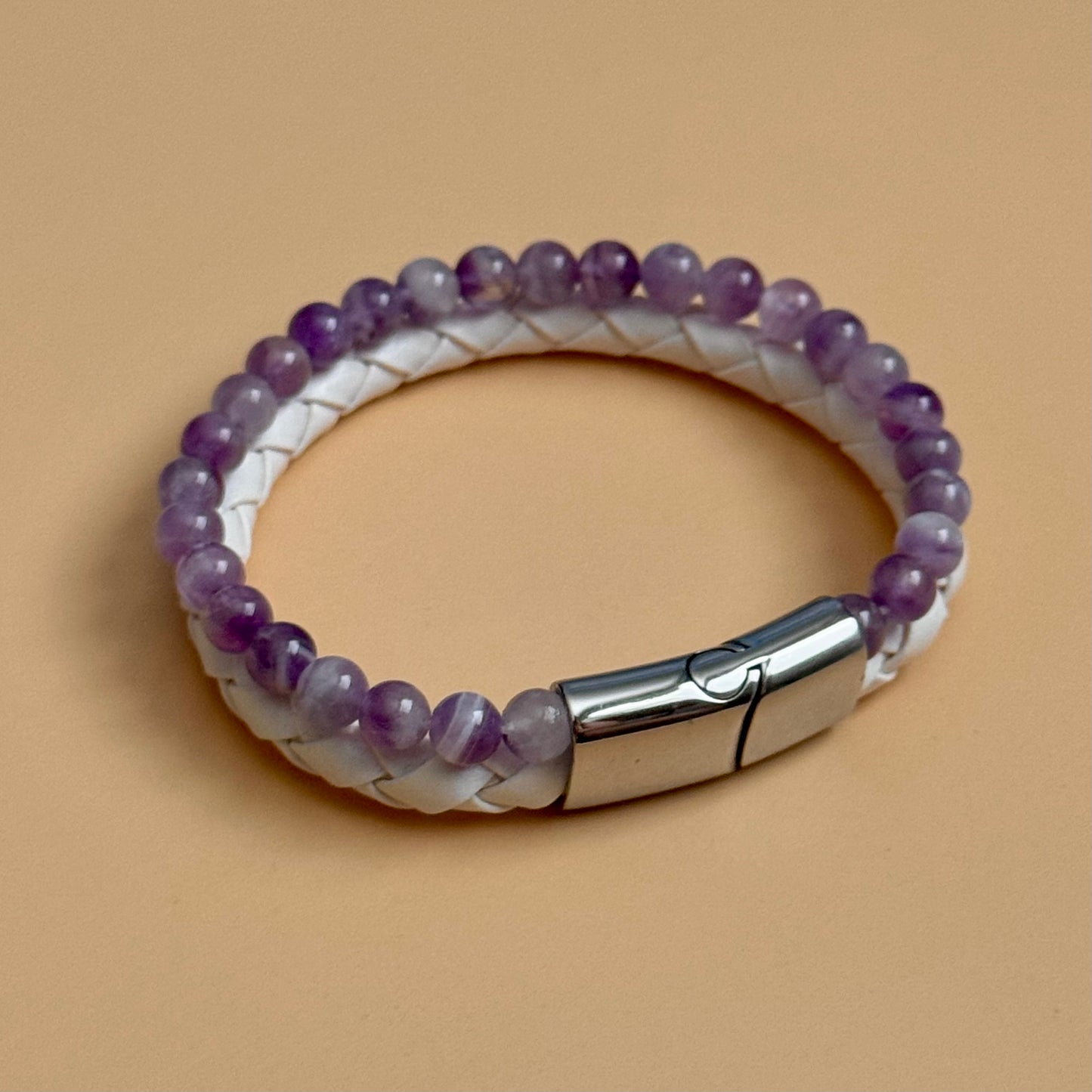 Dual Leather Amethyst Bracelet