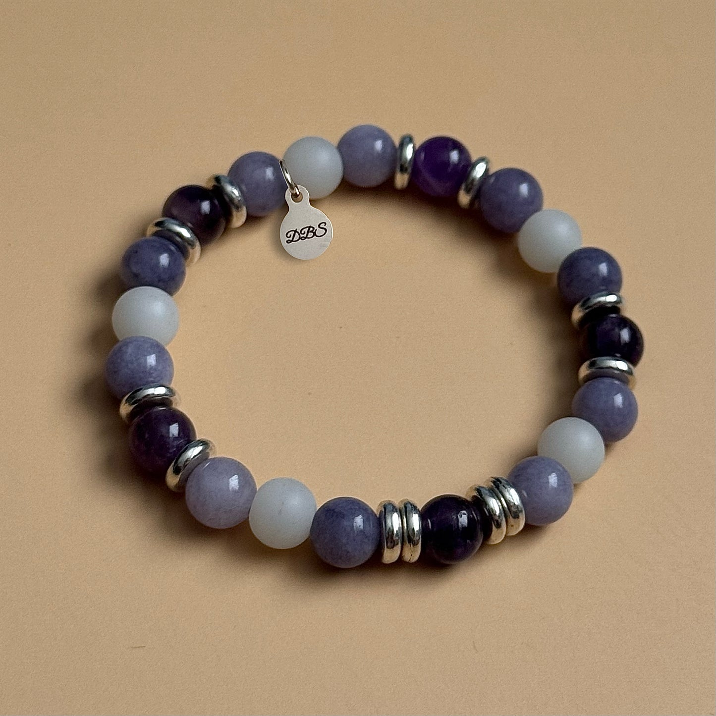 Amethyst And Lavender Chalcedony Gemstone Bracelet