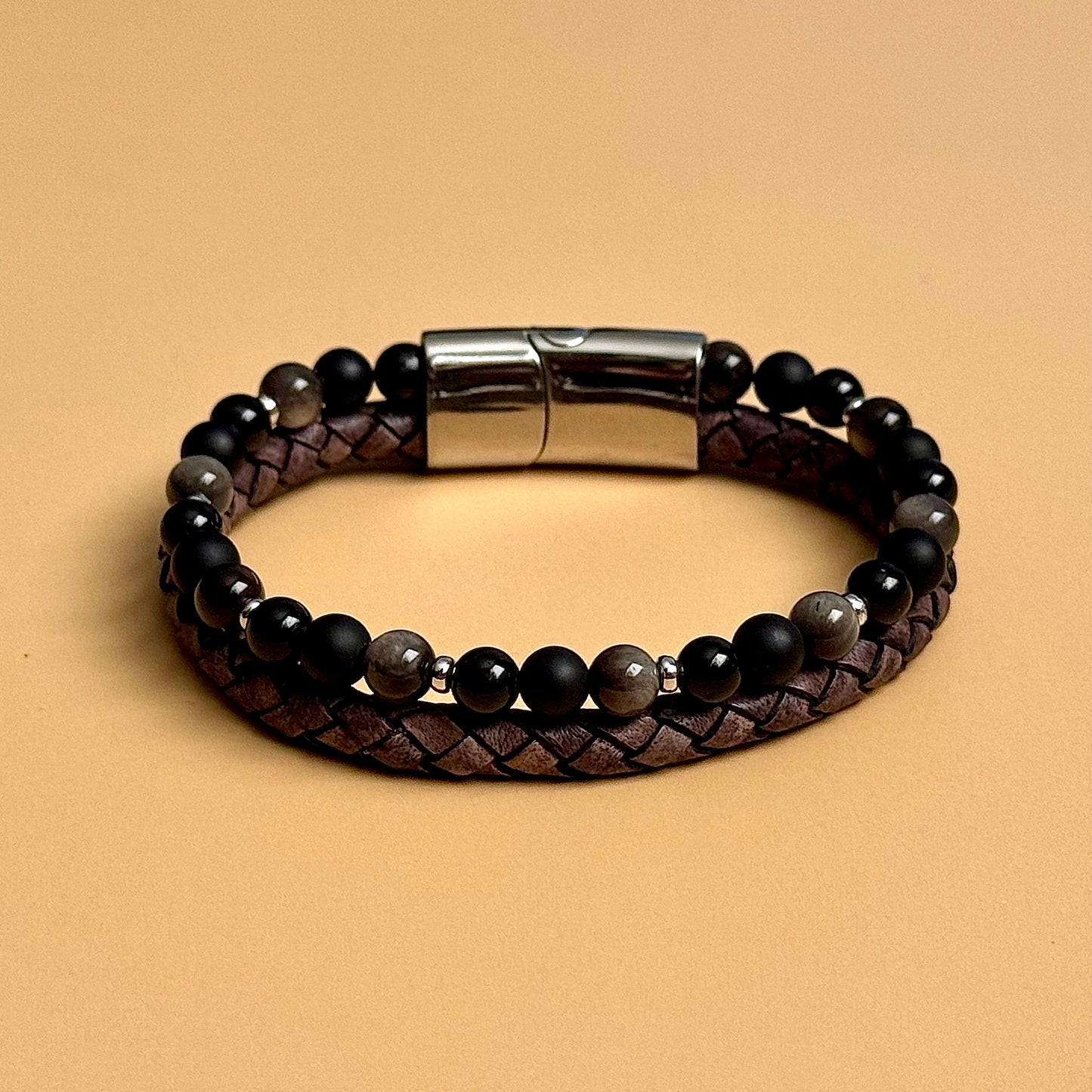 Dual Leather Smoked Bracelet