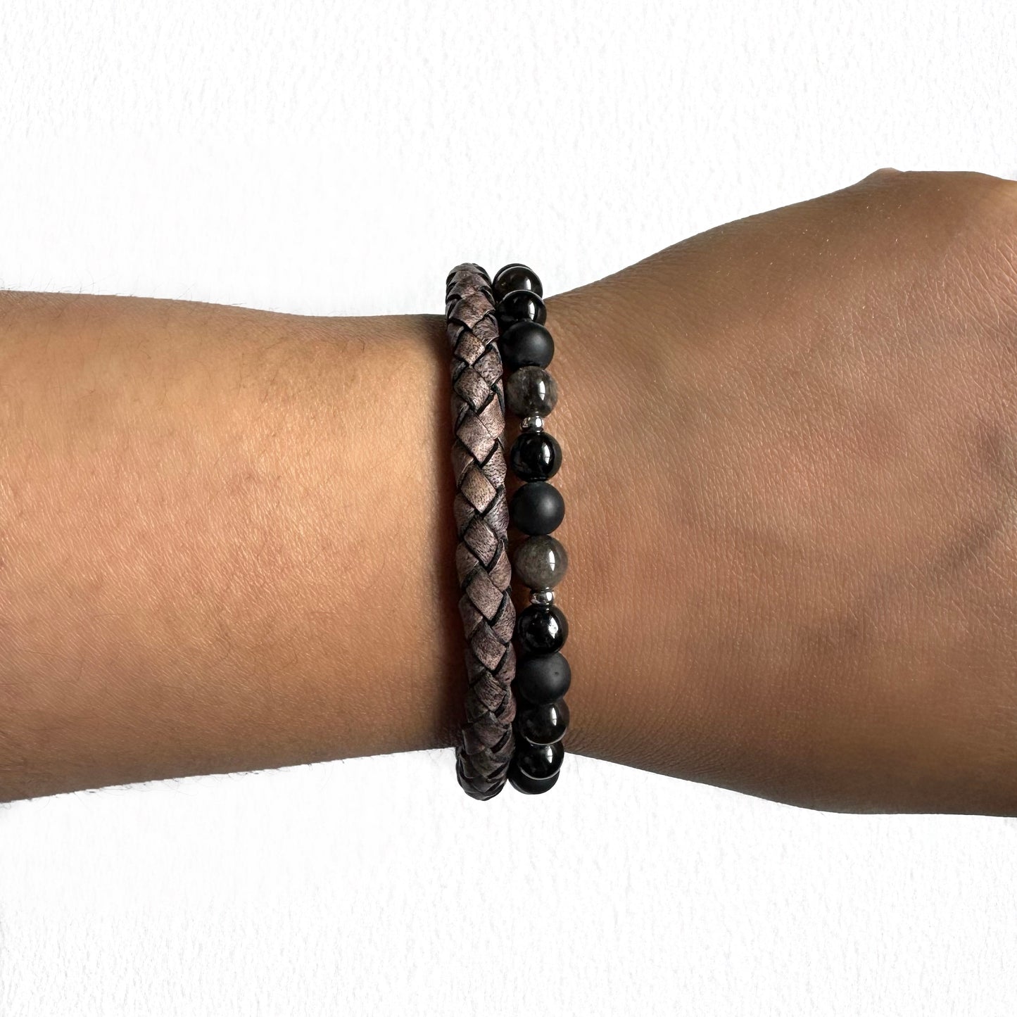 Dual Leather Smoked Bracelet