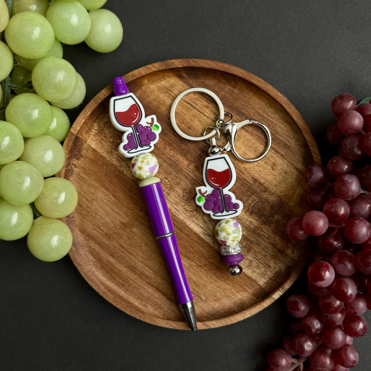 Merlot Beaded Pen/Keychain Set