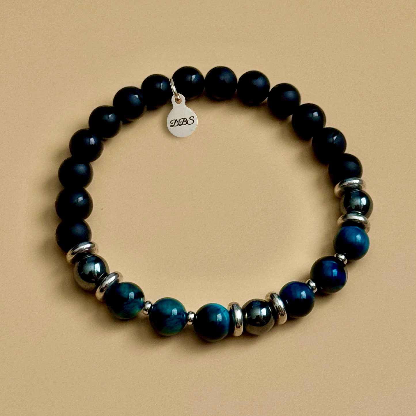 Blue Peacock Onyx Gemstone Bracelet