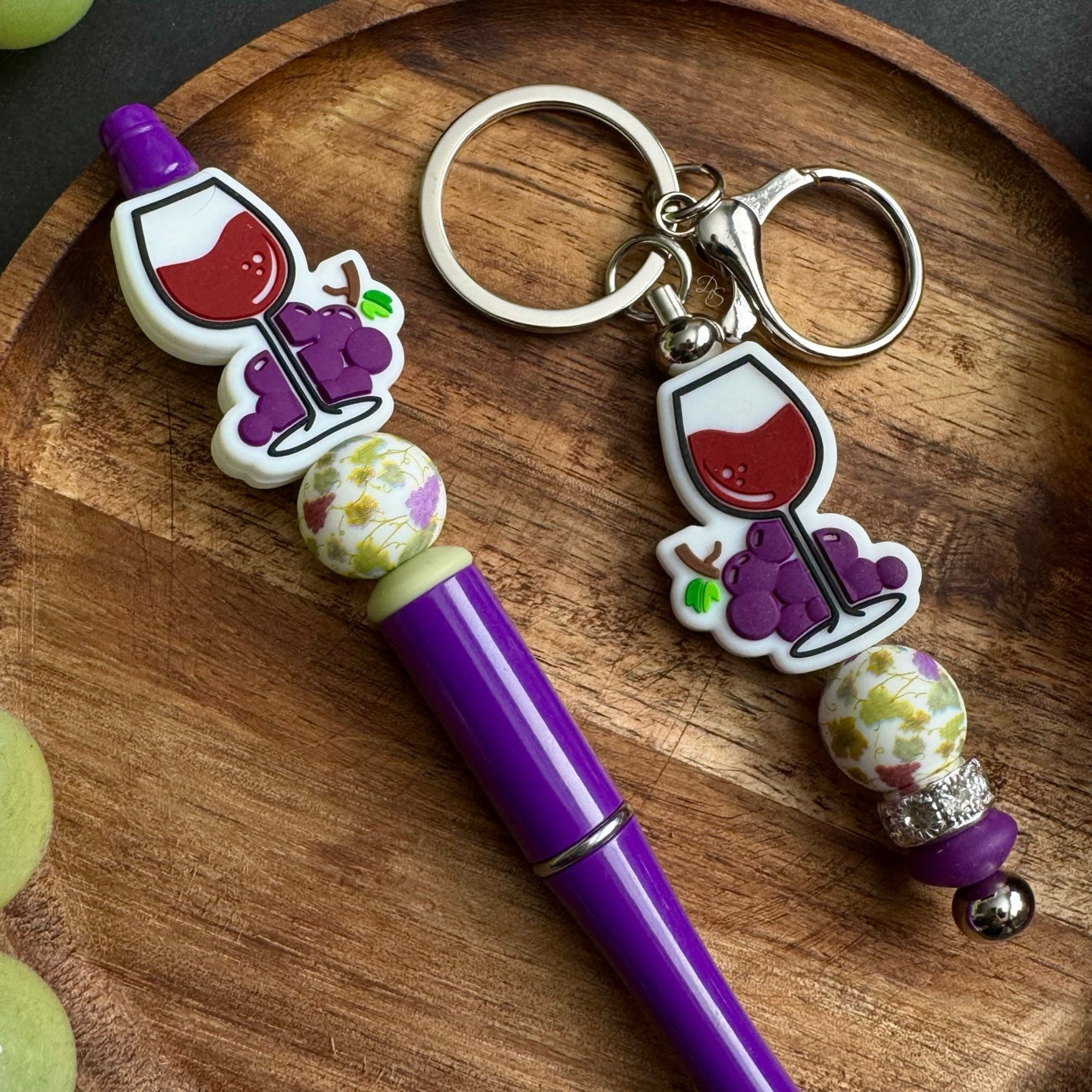 Merlot Beaded Pen/Keychain Set