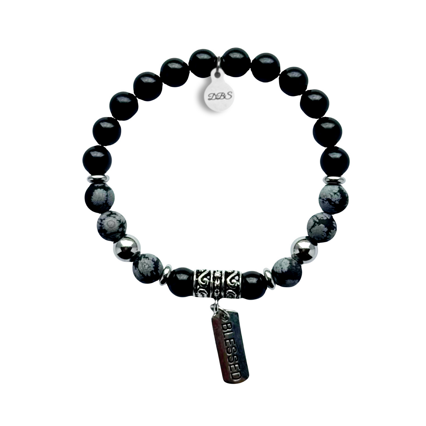 Blessed Obsidian Gemstone Charm Bracelet