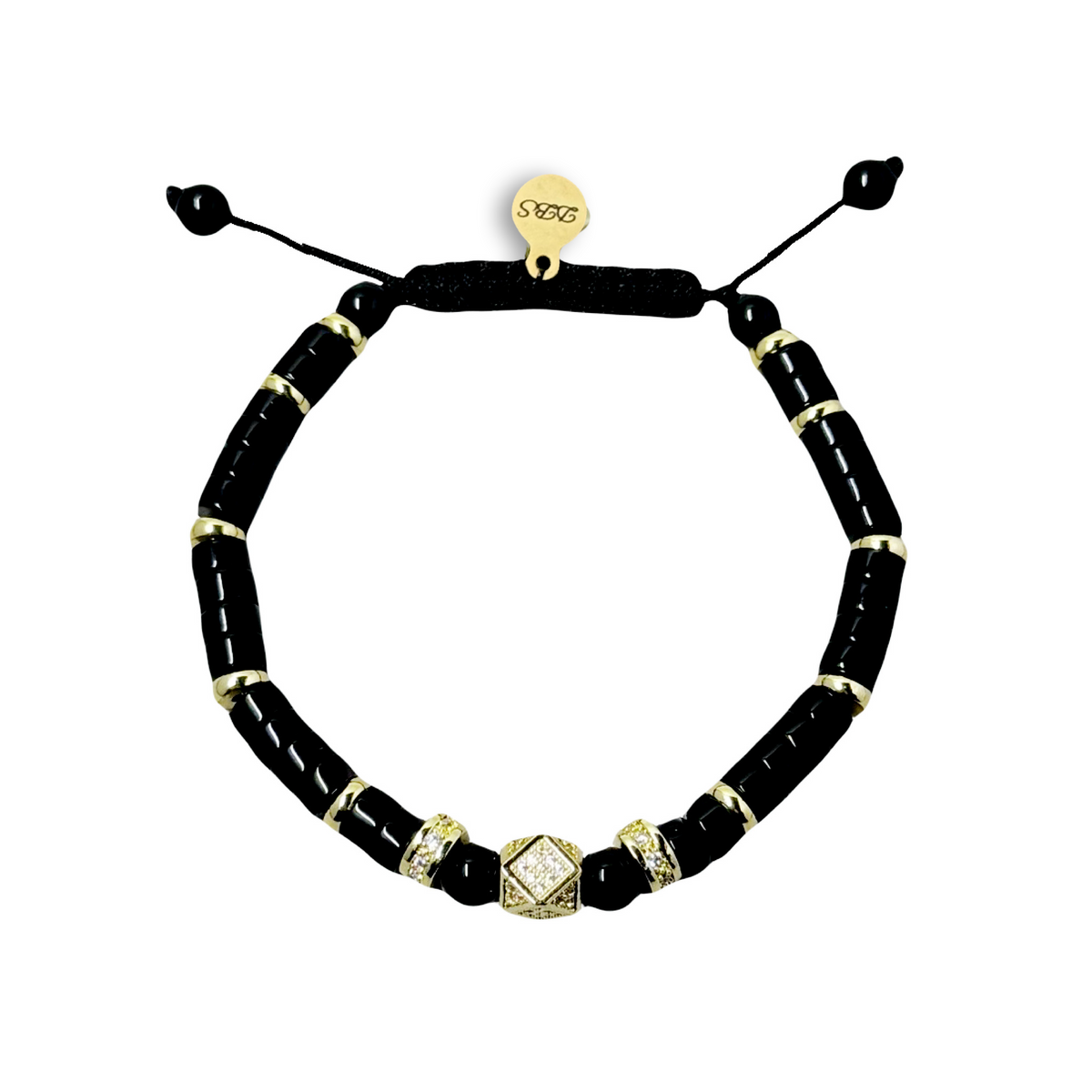Obsidian Heishi Pavé Shamballa Bracelet