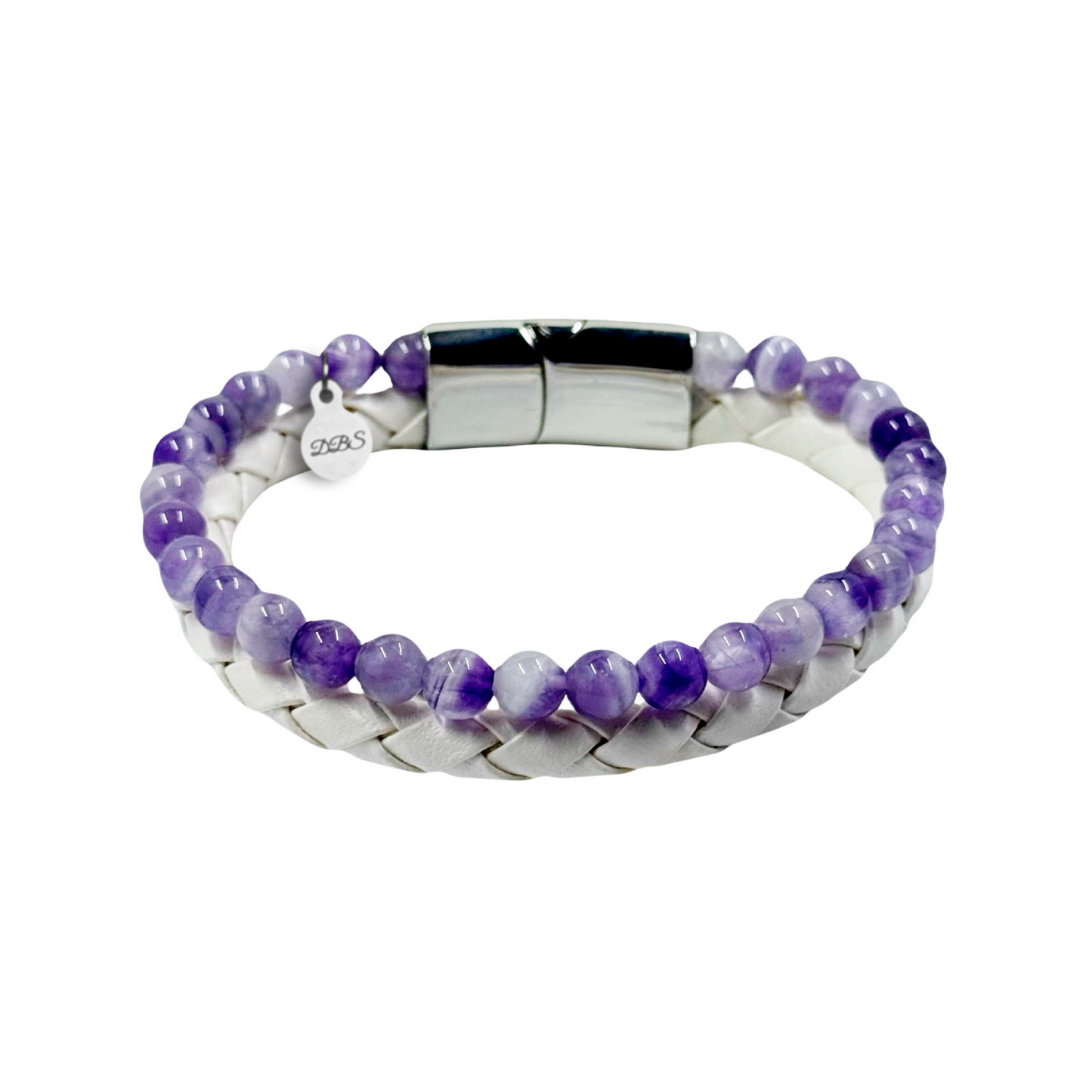 Dual Leather Amethyst Bracelet