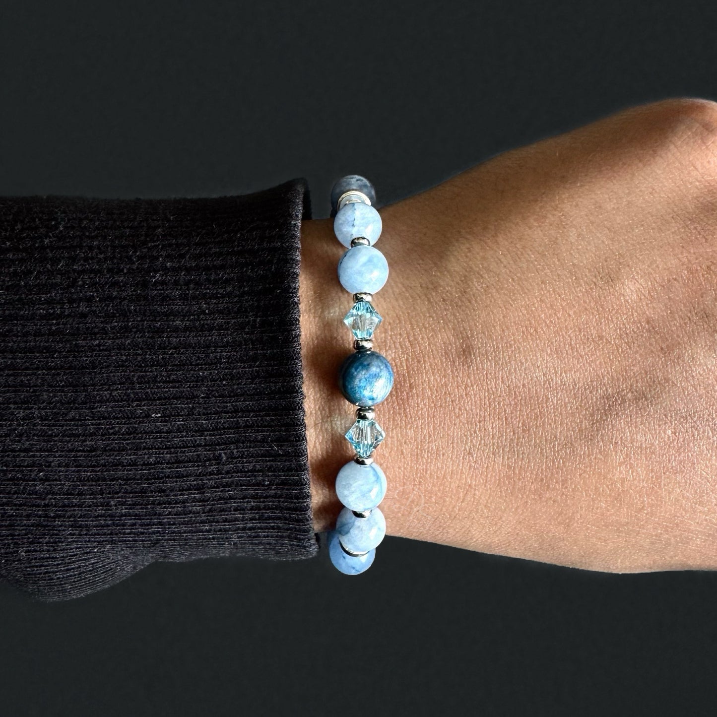 Austrian Crystal Blue Quartz Gemstone Bracelet