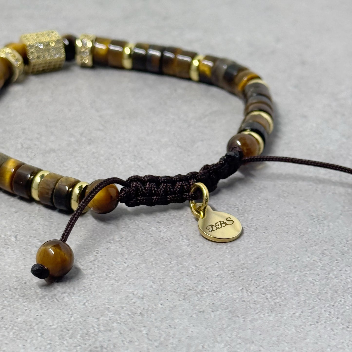 Tiger Eye Heishi Pavé Shamballa Bracelet