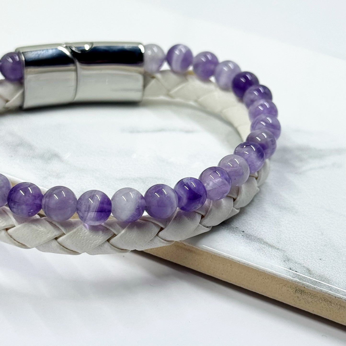 Dual Leather Amethyst Bracelet