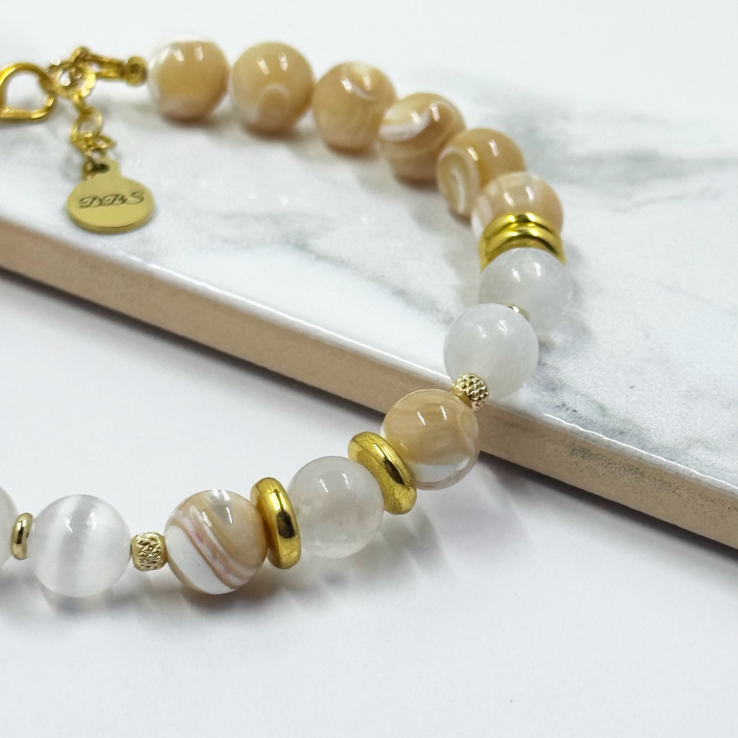 Natural Satin Mother Of Pearl Gemstone Bracelet