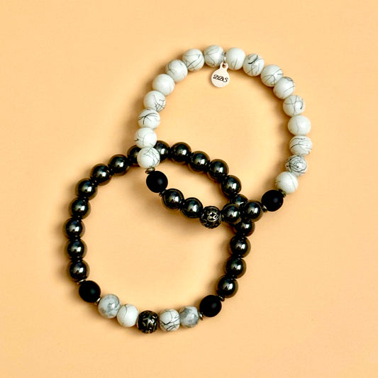 Splatter Quartz Gemstone Bracelet Set