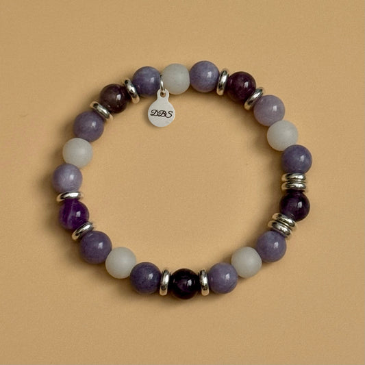 Amethyst & Lavender Chalcedony Gemstone Bracelet