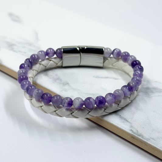 Dual Leather Amethyst Bracelet