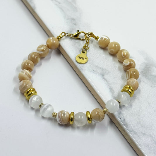 Natural Satin Mother Of Pearl Gemstone Bracelet