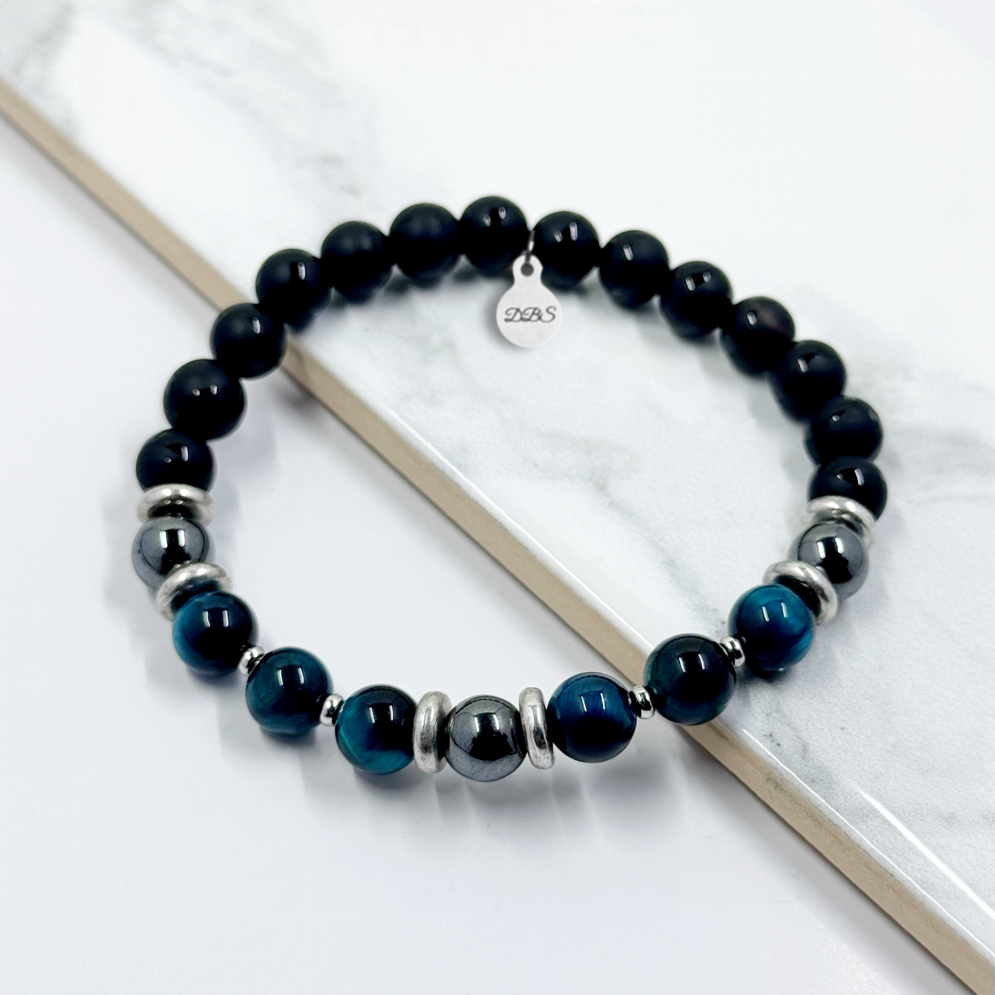Blue Peacock Onyx Gemstone Bracelet