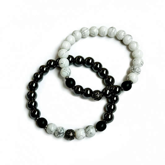 Splatter Quartz Gemstone Bracelet Set