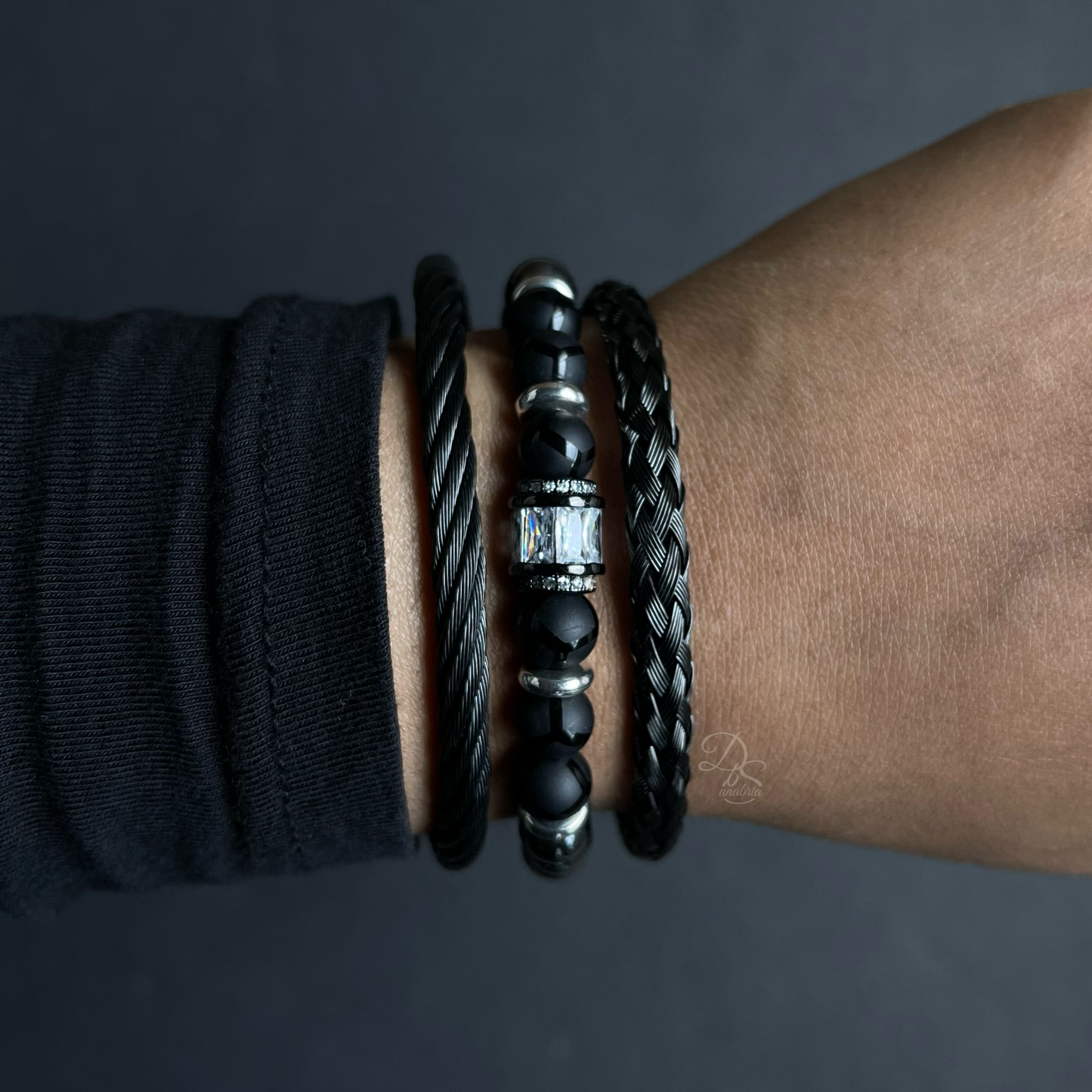 Black Pavé Gemstone Bracelet