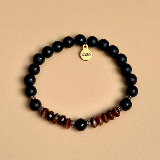 Tiger Eye Tourmaline Gemstone Bracelet