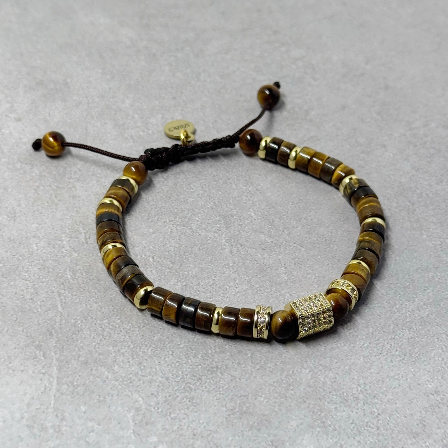 Tiger Eye Heishi Pavé Shamballa Bracelet