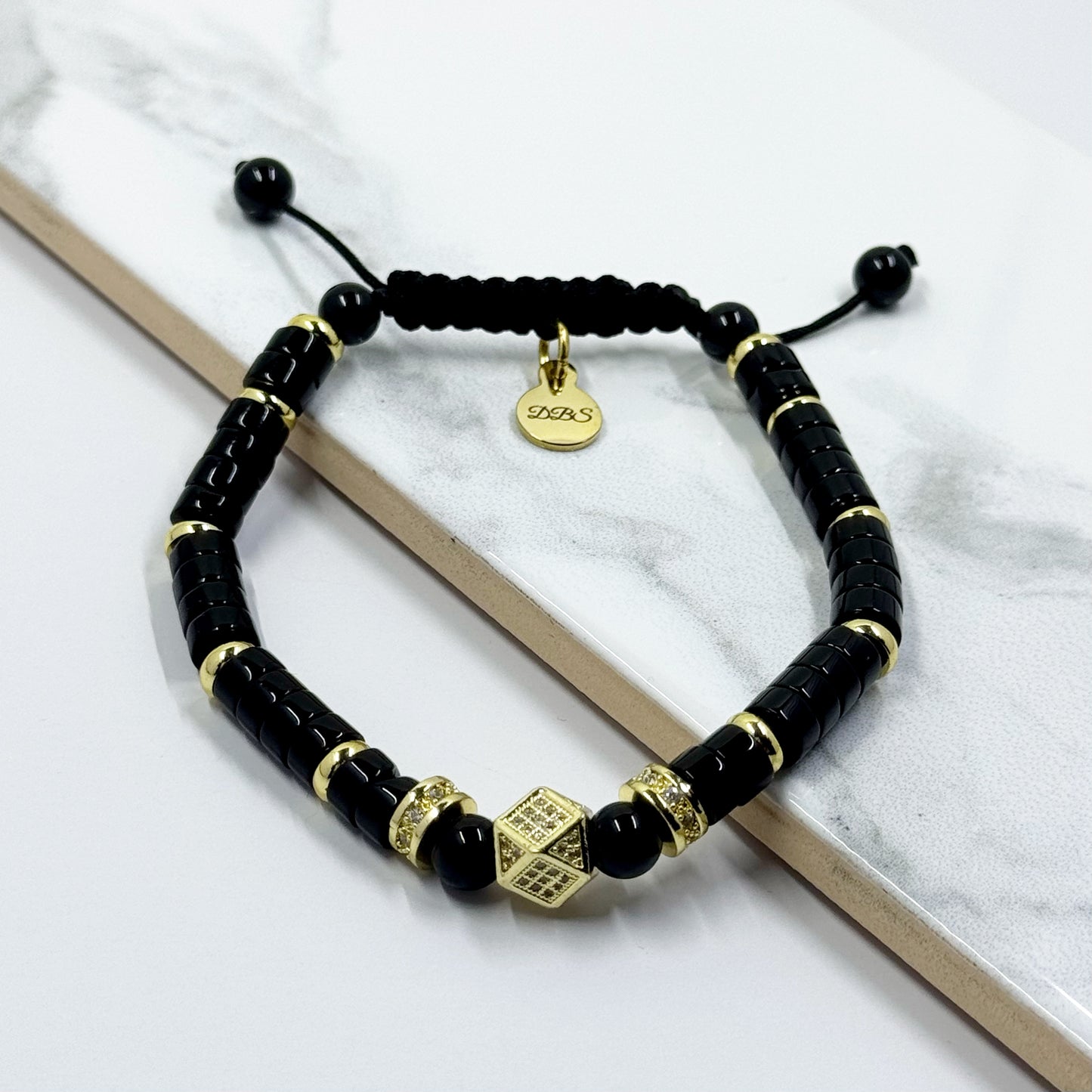 Obsidian Heishi Pavé Shamballa Bracelet