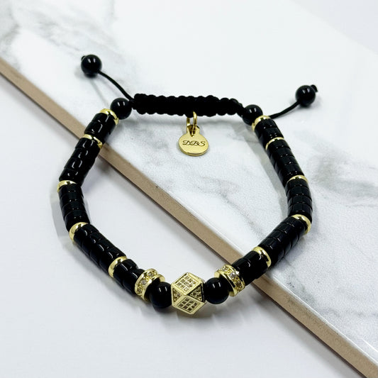 Obsidian Heishi Pavé Shamballa Bracelet