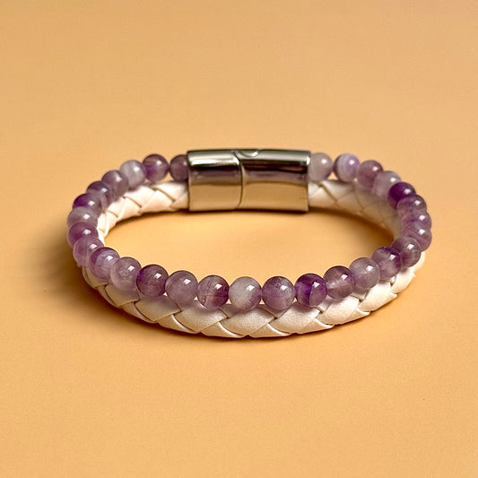 Dual Leather Amethyst Bracelet