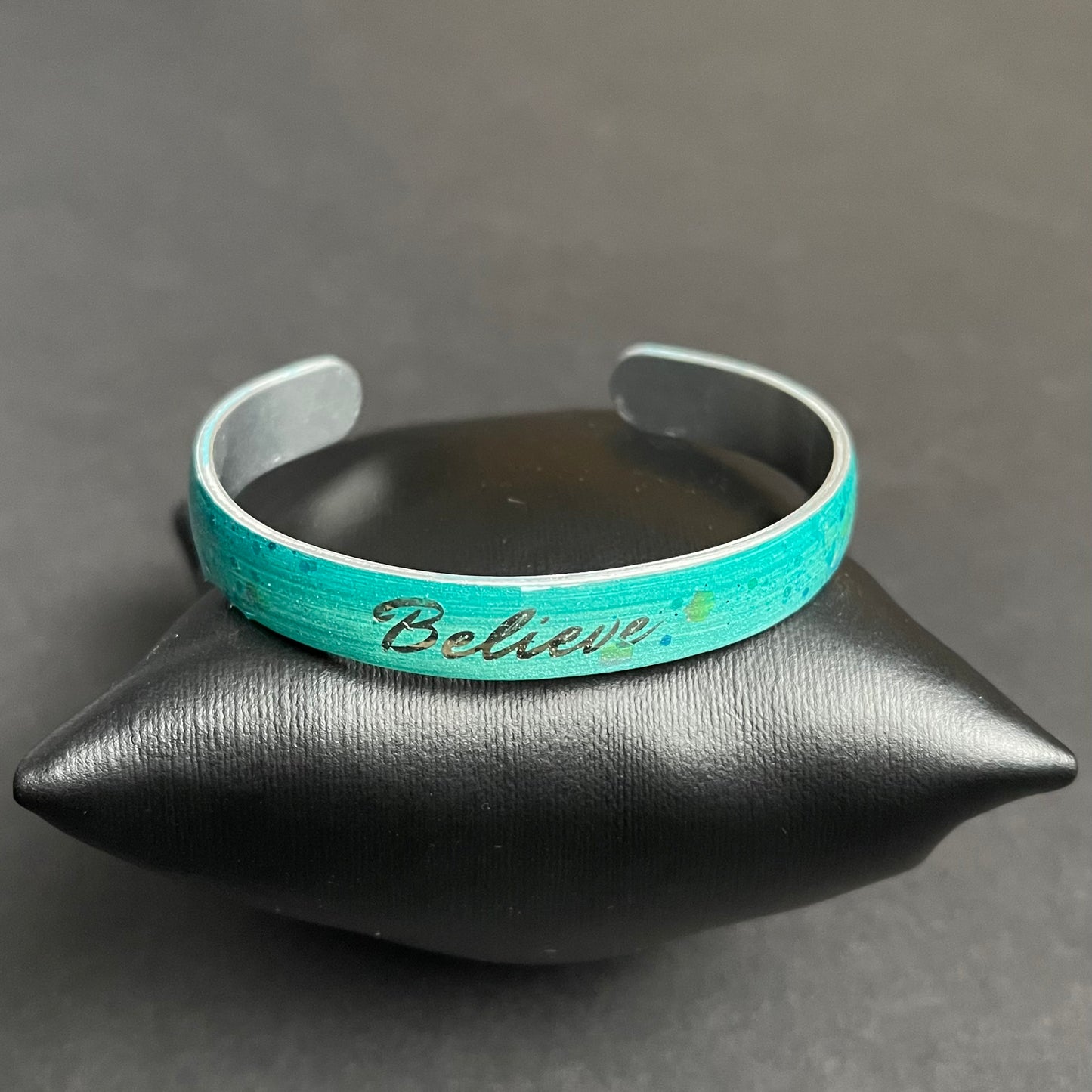 Believe Skinny Cuff Bracelet (Turquoise)