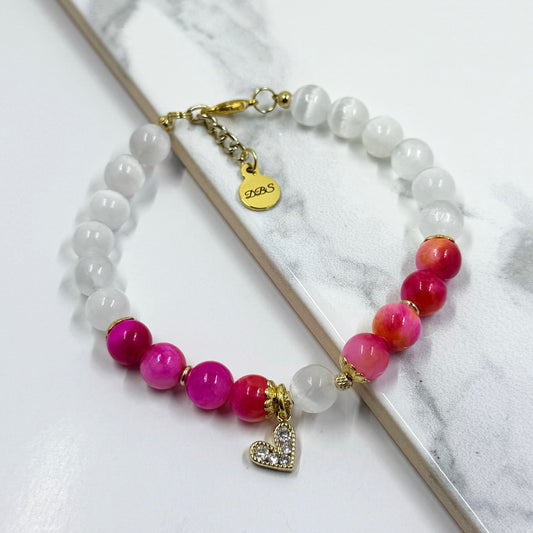 Lovely Satin Sunset Gemstone Charm Bracelet