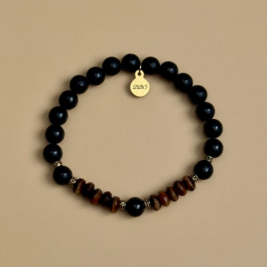 Tiger Eye Tourmaline Gemstone Bracelet