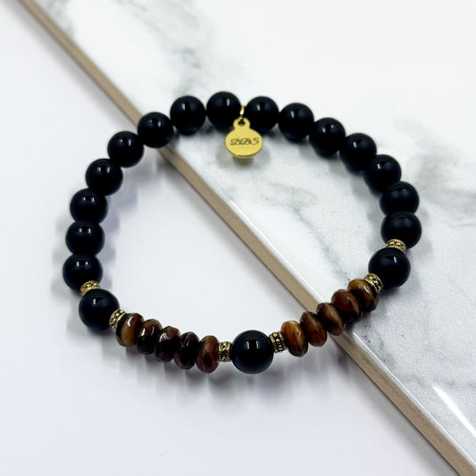 Tiger Eye Tourmaline Gemstone Bracelet