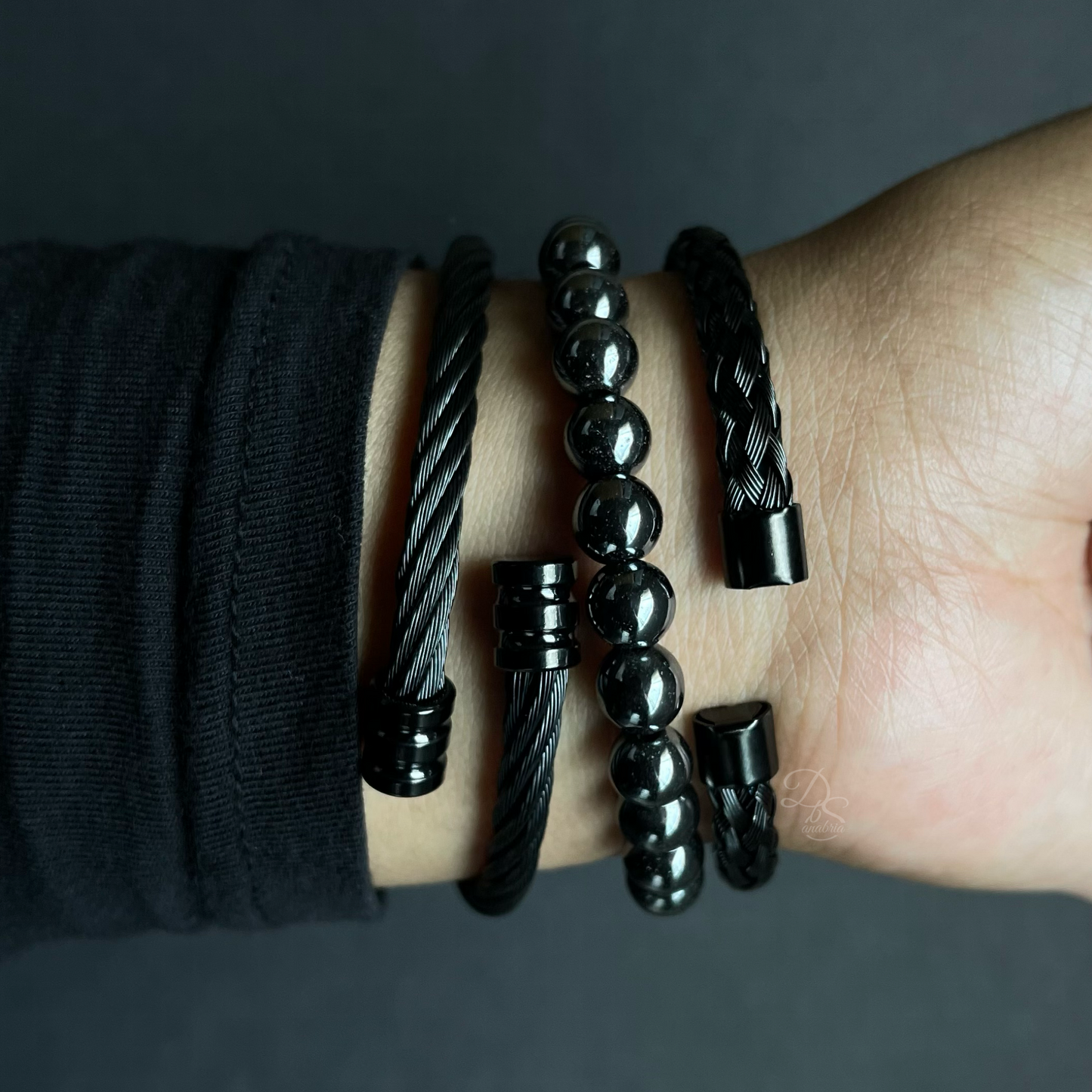 Black Pavé Gemstone Bracelet