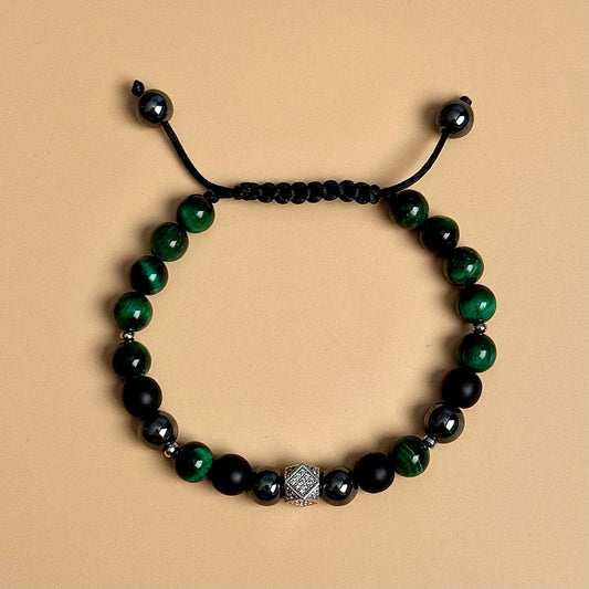 Showstopper Shamballa Bracelet (Green Tiger Eye)