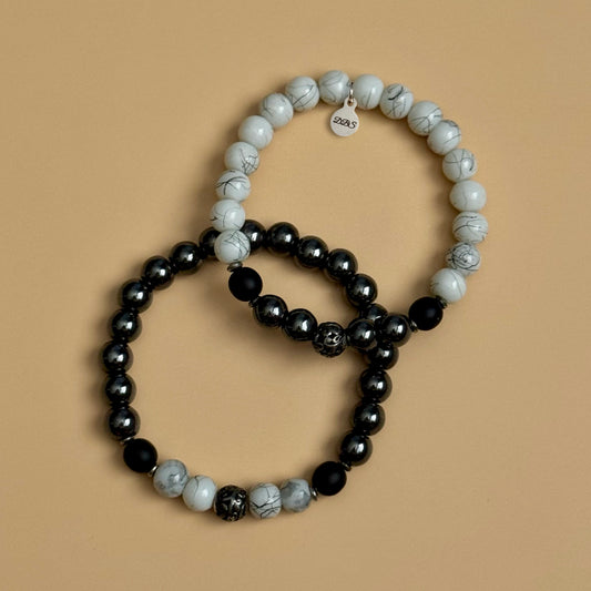 Splatter Quartz Gemstone Bracelet Set