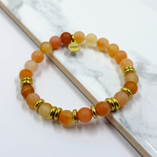 Frosted Carnelian Gemstone Bracelet
