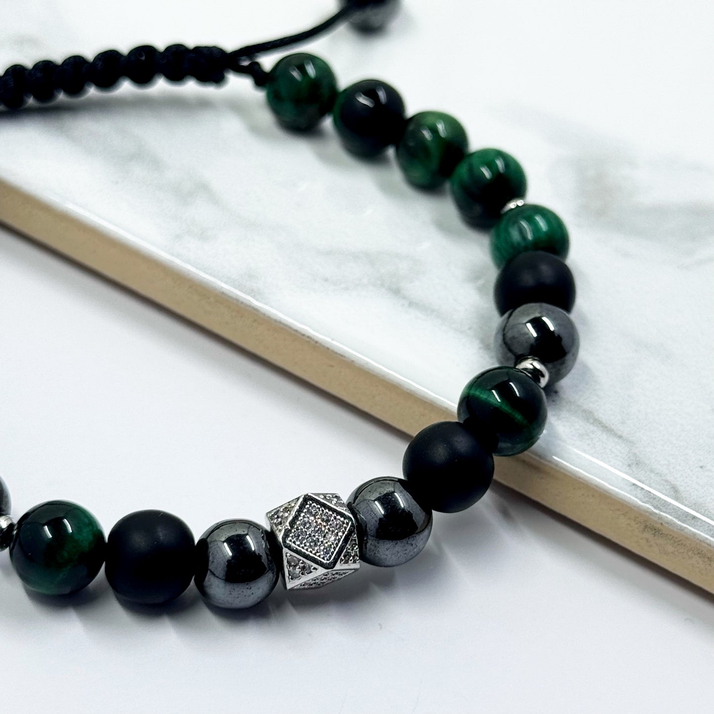 Showstopper Shamballa Bracelet (Green Tiger Eye)