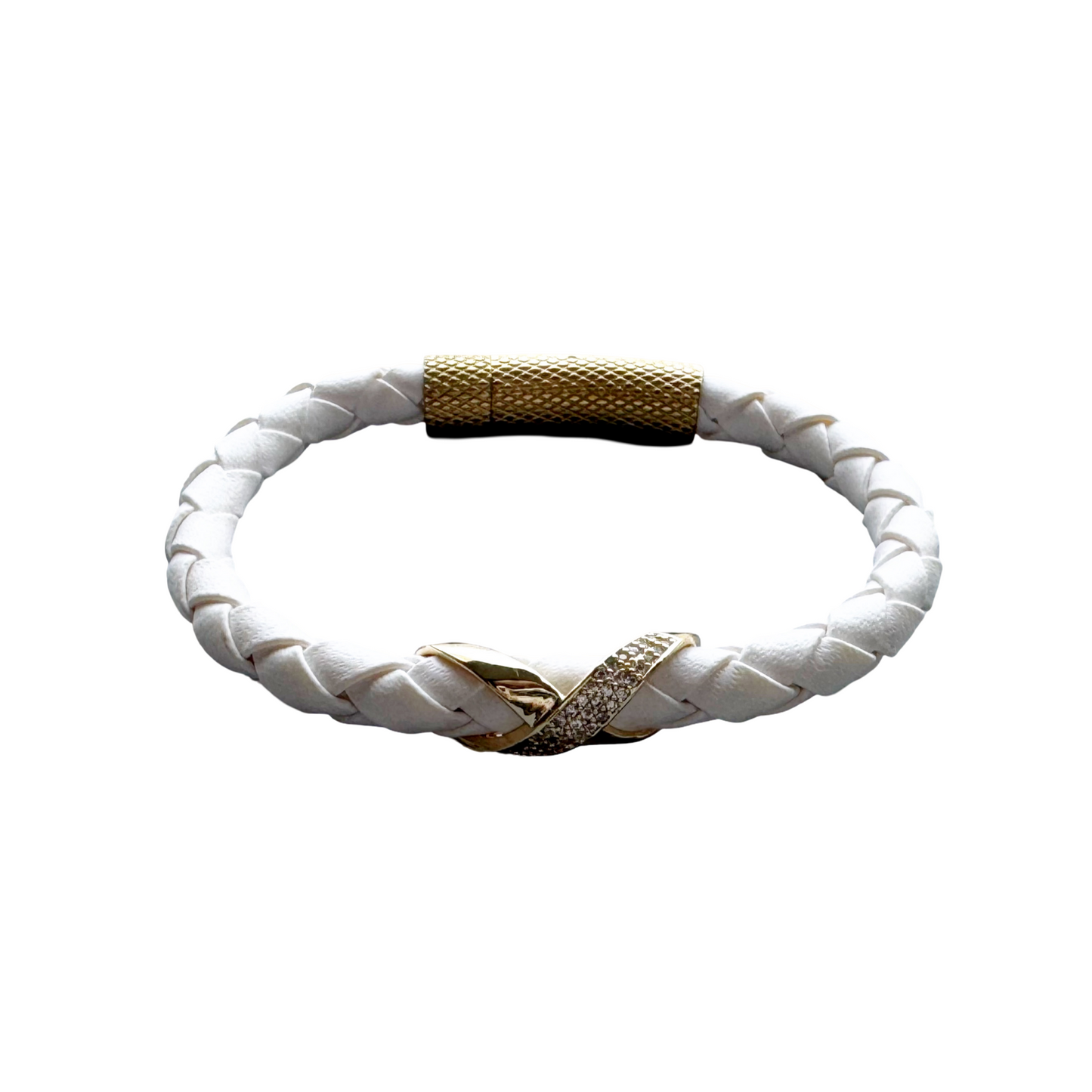 Pavé Leather Bracelet (White)