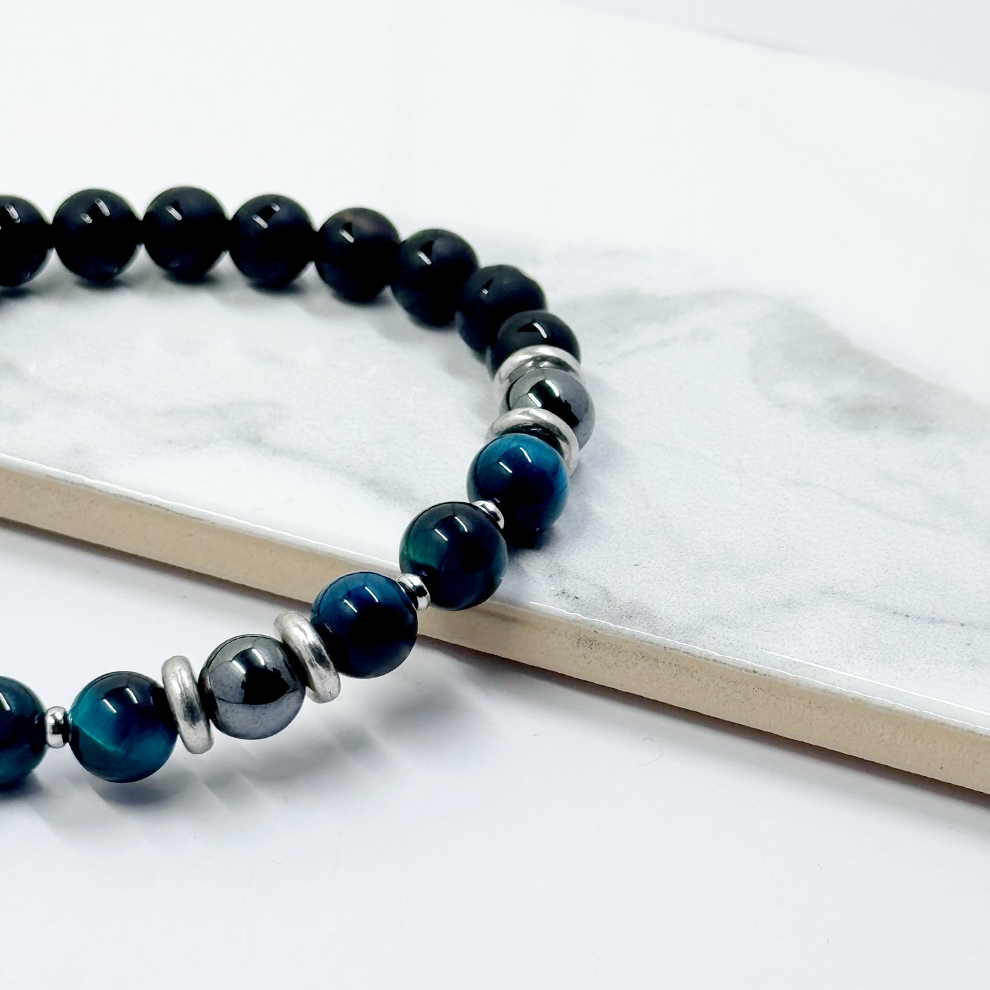 Blue Peacock Onyx Gemstone Bracelet
